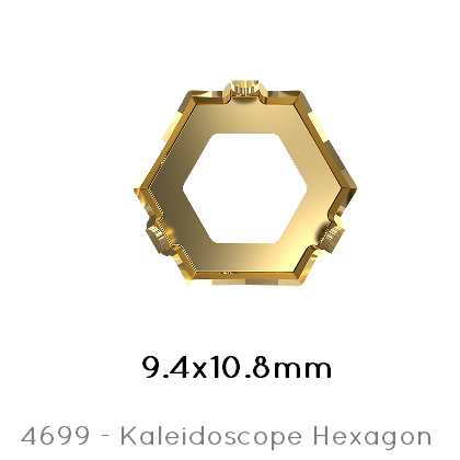 Swarovski 4699/S Kaleidoscope Hexagon sew on setting GOLD 9,4x10,8mm (1)