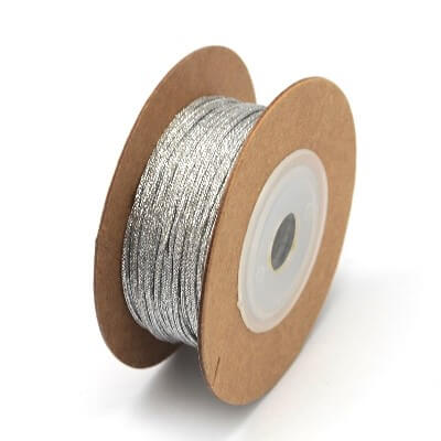 Spool of Polyester and Metal Thread - SILVER Color 1 mm (13 m)