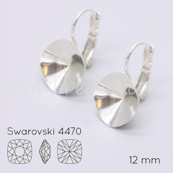 Cupped earring setting for Swarovski 4470 12mm silver plated (2)