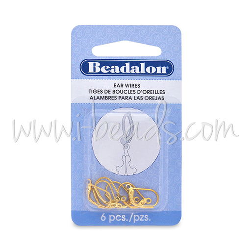 6 Leverback ear wire with open ring metal gold plated 14x10mm (6 units)