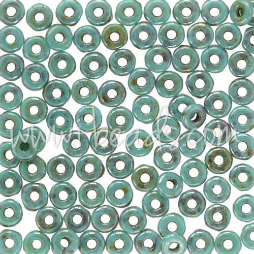 Buy O beads 1x3.8mm turquoise bronze picasso (5g)