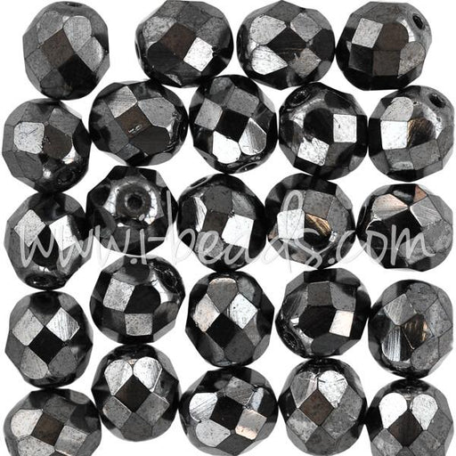 Buy Czech fire-polished beads hematite 8mm (25)