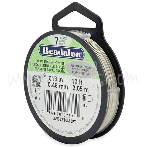 Beadalon bead stringing wire 7 strands sterling silver 0.46mm, 3.05m (1)