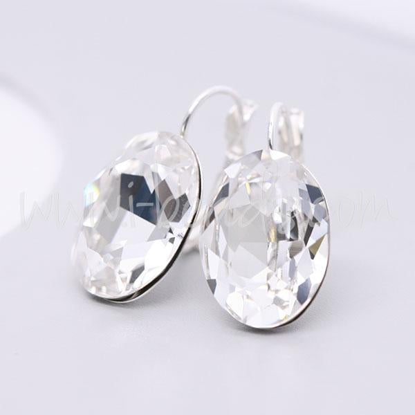 Cupped earring setting for Swarovski 4120 18x13mm silver plated (2)