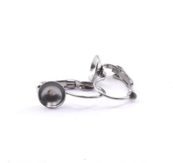 Stainless Steel Leverback Earring -19x8mm for Swarovski 5818 Round Half-Drilled Pearls 8mm (4)