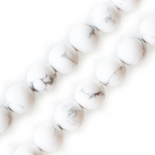 White howlite round beads 8mm strand (1)