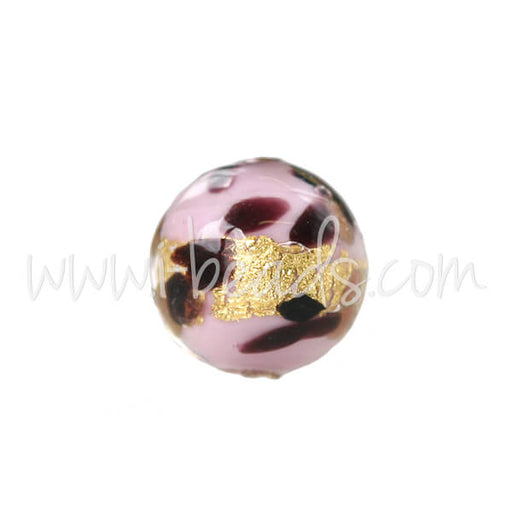 Murano bead round pink leopard 6mm (1)