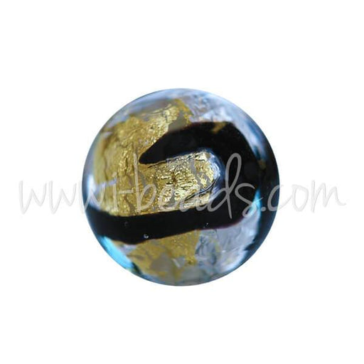 Buy Murano bead round black blue and silver gold 8mm (1)