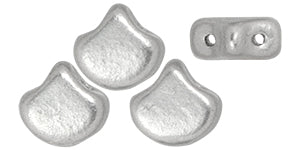 Matubo Ginko leaf matte metallic silver 7.5mm 2 holes (10)