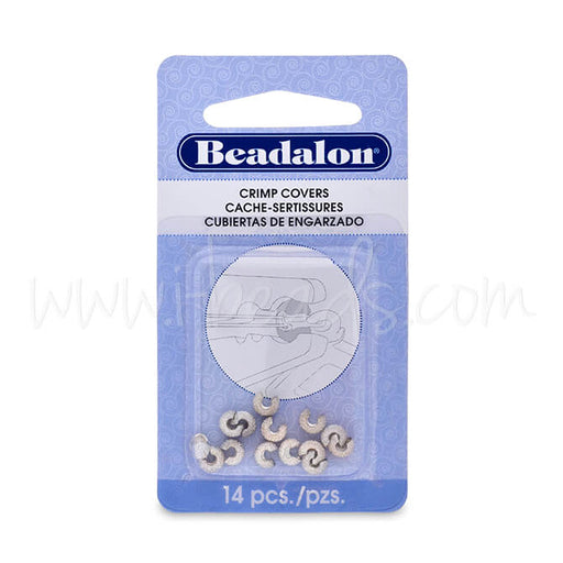 Buy 14 Crimp cover sparkle metal silver plated 4mm (1)