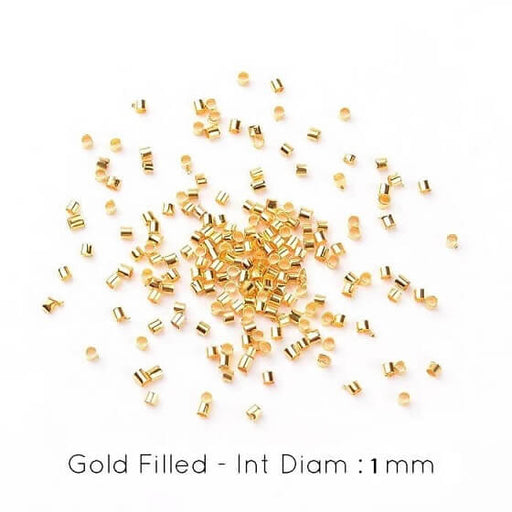 Crimp beads Gold Filled 1.6x1mm -int diam : 1mm (20)