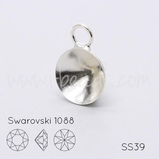 Pendant setting cupped for Swarovski 1088 SS39 silver plated (1)