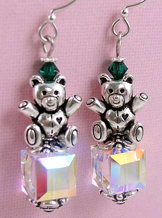 Teddy bear bead metal antique silver plated 12.5mm (1)