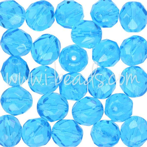 Buy Czech fire-polished beads aquamarine 8mm (25)