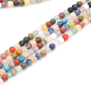 Mixed gemstones round beads 4mm strand (1)