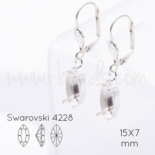 Earring setting for Swarovski 4228 navette 15x7mm silver plated (2)
