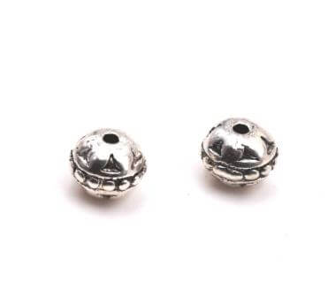 Beads, round with ball, color antique Silver 8mm (2)