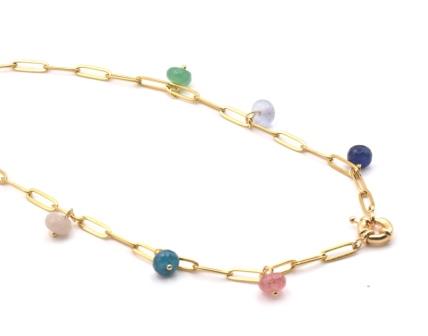 Colors : Paperclip chain with tiny gemstone charms