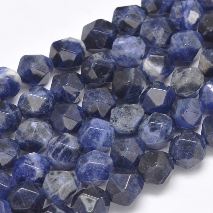Polygon, Faceted,Natural SODALITE 10x9mm, Hole: 1mm (3 units)