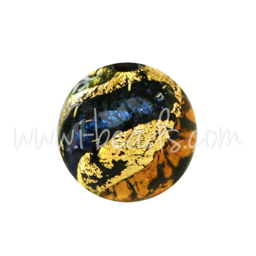 Murano bead round multicolour mix and gold 8mm (1)