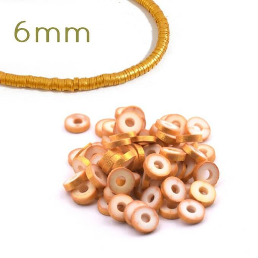 Buy Heishi bead 6x1-1.5mm - golden polymer clay (3.77g)