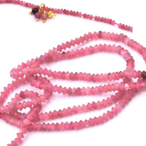 Heishi Beads Pink Tourmaline - 3x2mm Bicone Beads - Hole 0.5mm (1 strand-38cm)